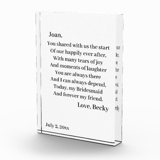 Gepersonaliseerde Bridesmaid Fotoblokken (Rechts)