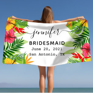 Gepersonaliseerde Bridesmaid Gift, Bachelorette Cu Strandlaken