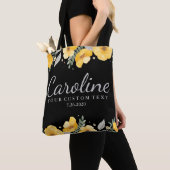 Gepersonaliseerde Bridesmaid Romantic Yellow Flowe Tote Bag (Dichtbij)