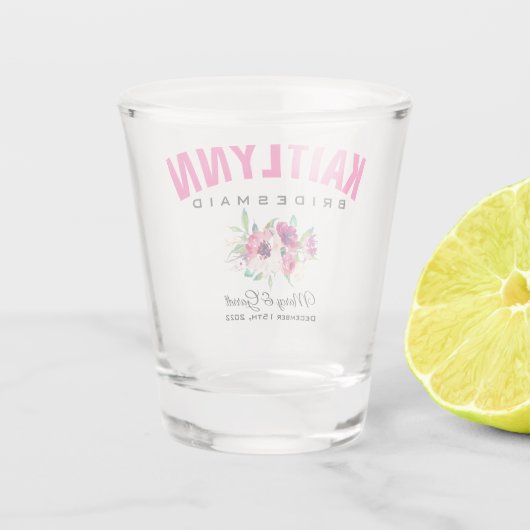 GEPERSONALISEERDE BRIDESMAID WEDDING PARTY SHOT GL SHOT GLAS (Achterkant)