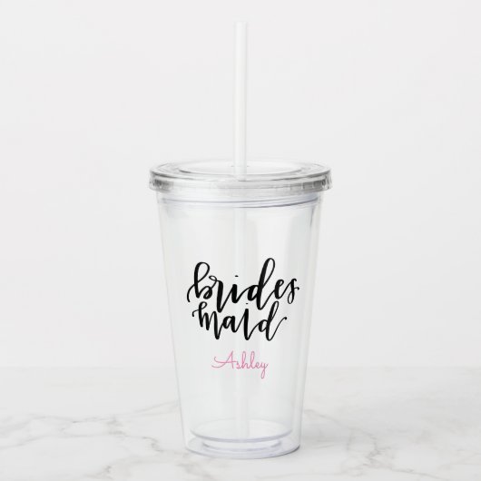 Gepersonaliseerde bridesmaïde acryltumbler acryl drinkbeker (Voorkant)