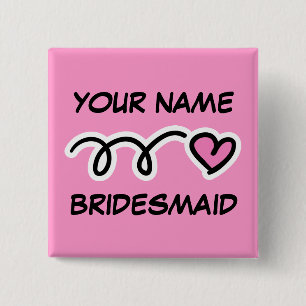 Gepersonaliseerde bridesmaïde Buttonnen met een ha Vierkante Button 5,1 Cm