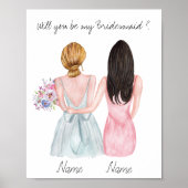 Gepersonaliseerde bridesmaïde cadeaubon poster (Voorkant)