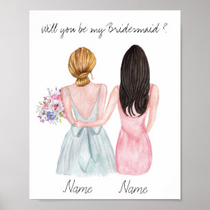 Gepersonaliseerde bridesmaïde cadeaubon poster