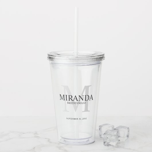 Gepersonaliseerde bridesmaïde monogram en naam Acr Acryl Drinkbeker