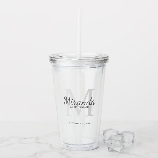 Gepersonaliseerde bridesmaïd's monogram en naam acryl drinkbeker