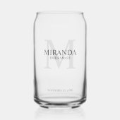 Gepersonaliseerde bridesmaïd's monogram en naam blikvorm glas (Voorkant)