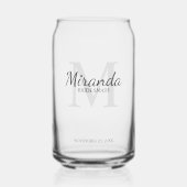 Gepersonaliseerde bridesmaïd's monogram en naam blikvorm glas (Voorkant)