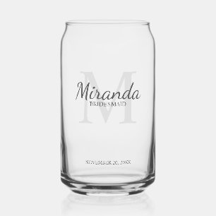Gepersonaliseerde bridesmaïd's monogram en naam blikvorm glas