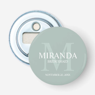 Gepersonaliseerde bridesmaïd's monogram en naam button flesopener