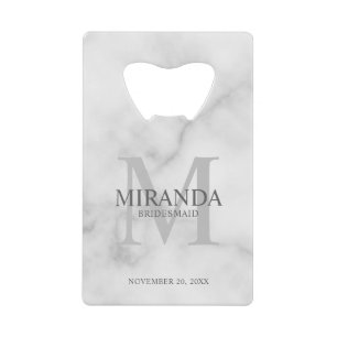 Gepersonaliseerde bridesmaïd's monogram en naam creditkaart flessenopener