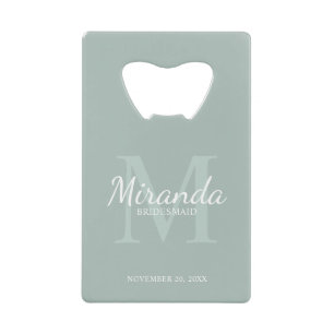 Gepersonaliseerde bridesmaïd's monogram en naam creditkaart flessenopener