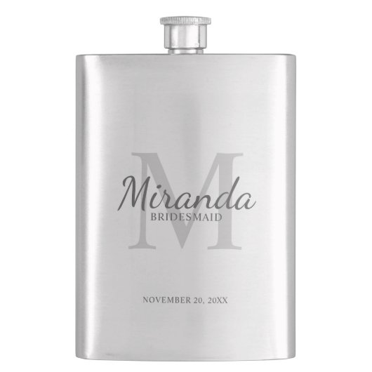 Gepersonaliseerde bridesmaïd's monogram en naam flacon (Voorkant)