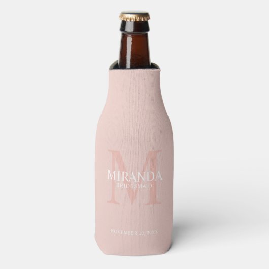 Gepersonaliseerde bridesmaïd's monogram en naam flesjeskoeler (Fles Voorkant)