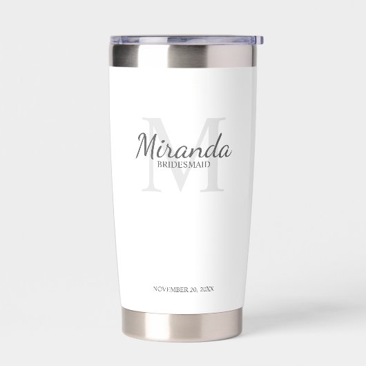Gepersonaliseerde bridesmaïd's monogram en naam geïsoleerde drinkbeker (Links)