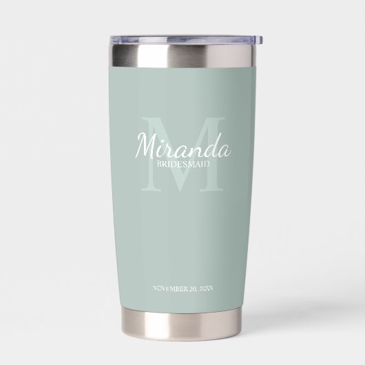 Gepersonaliseerde bridesmaïd's monogram en naam geïsoleerde drinkbeker (Links)