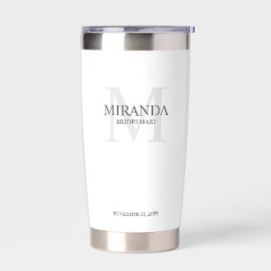 Gepersonaliseerde bridesmaïd's monogram en naam geïsoleerde drinkbeker