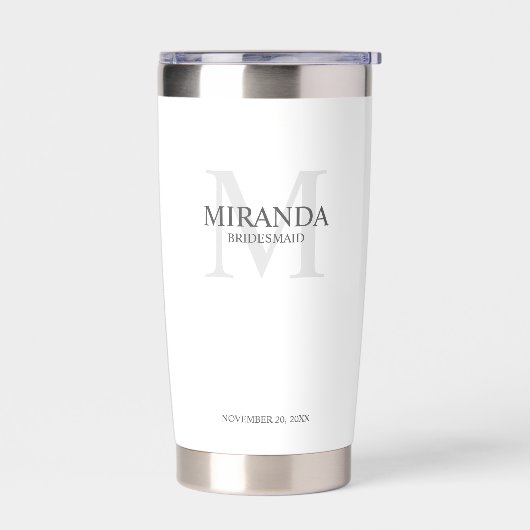 Gepersonaliseerde bridesmaïd's monogram en naam geïsoleerde drinkbeker (Links)