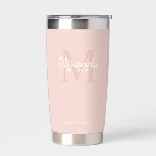 Gepersonaliseerde bridesmaïd's monogram en naam geïsoleerde drinkbeker
