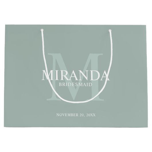 Gepersonaliseerde bridesmaïd's monogram en naam groot cadeauzakje (Voorkant)