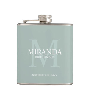 Gepersonaliseerde bridesmaïd's monogram en naam heupfles