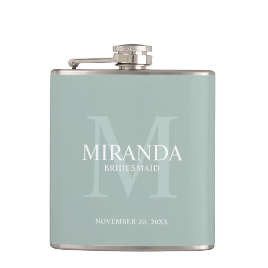 Gepersonaliseerde bridesmaïd's monogram en naam heupfles (Voorkant)
