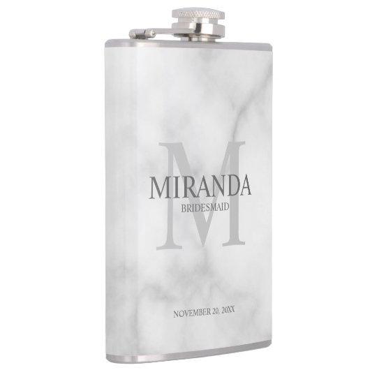 Gepersonaliseerde bridesmaïd's monogram en naam heupfles (Rechts)