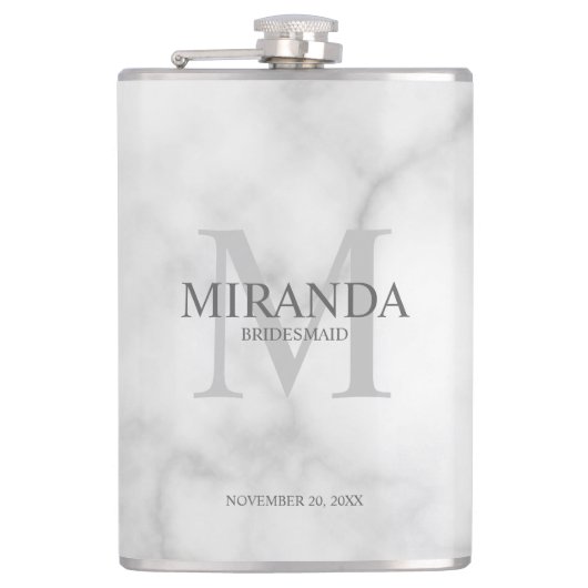 Gepersonaliseerde bridesmaïd's monogram en naam heupfles (Voorkant)