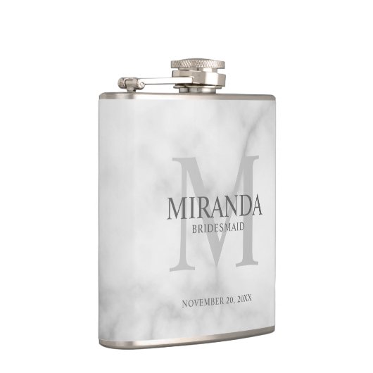 Gepersonaliseerde bridesmaïd's monogram en naam heupfles (Rechts)