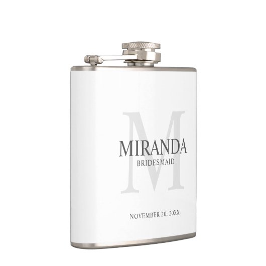 Gepersonaliseerde bridesmaïd's monogram en naam heupfles (Rechts)