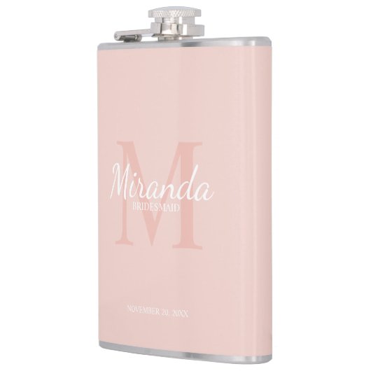 Gepersonaliseerde bridesmaïd's monogram en naam heupfles (Links)