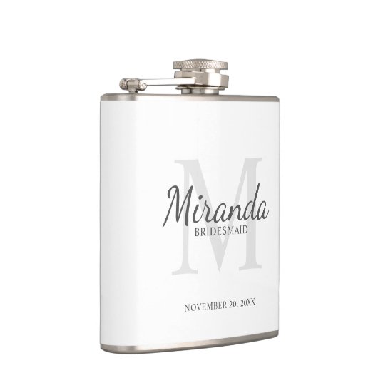 Gepersonaliseerde bridesmaïd's monogram en naam heupfles (Rechts)