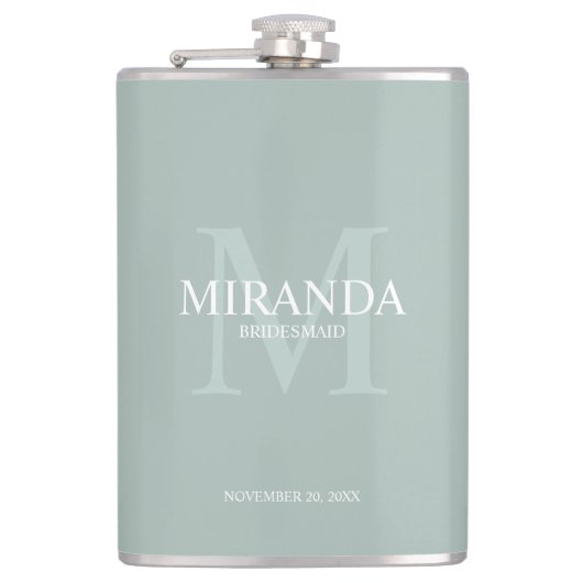 Gepersonaliseerde bridesmaïd's monogram en naam heupfles (Voorkant)