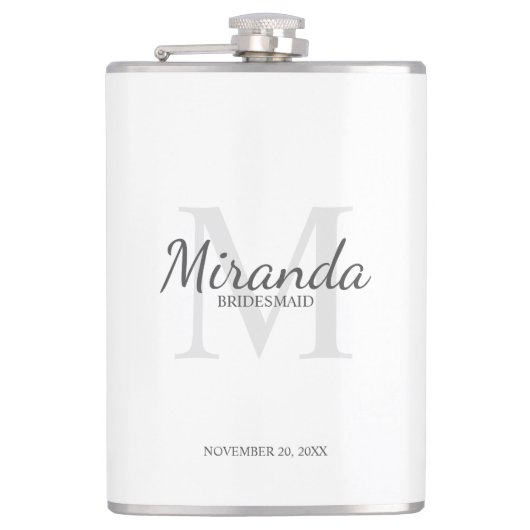 Gepersonaliseerde bridesmaïd's monogram en naam heupfles (Voorkant)