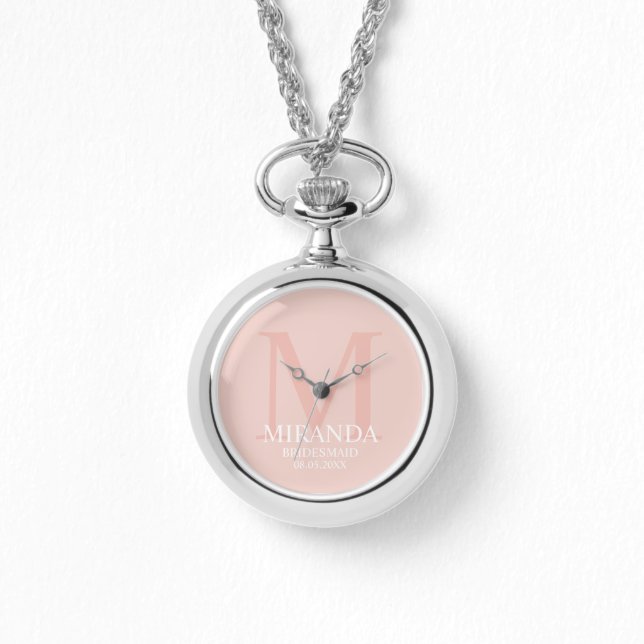 Gepersonaliseerde bridesmaïd's monogram en naam horloge (Voorkant)