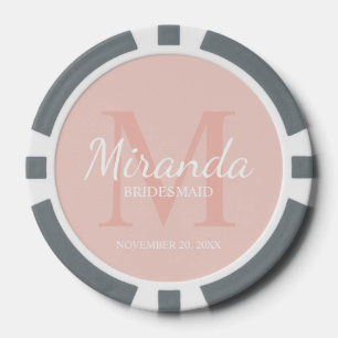 Gepersonaliseerde bridesmaïd's monogram en naam poker chips