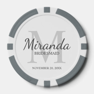 Gepersonaliseerde bridesmaïd's monogram en naam poker chips