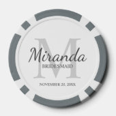Gepersonaliseerde bridesmaïd's monogram en naam poker chips (Achterkant)