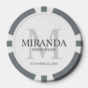 Gepersonaliseerde bridesmaïd's monogram en naam poker chips