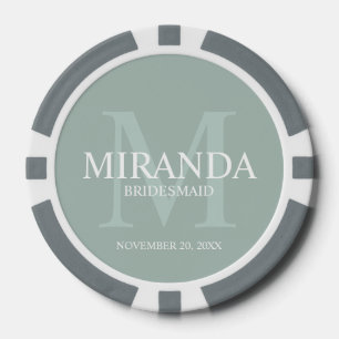Gepersonaliseerde bridesmaïd's monogram en naam poker chips