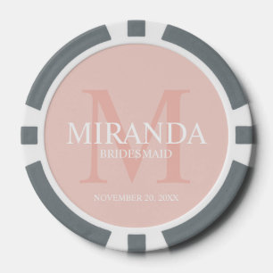 Gepersonaliseerde bridesmaïd's monogram en naam poker chips