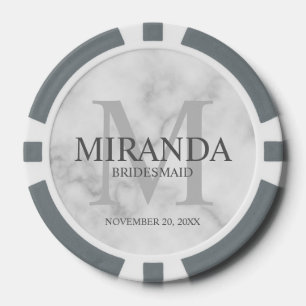 Gepersonaliseerde bridesmaïd's monogram en naam poker chips