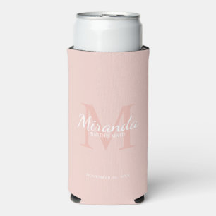 Gepersonaliseerde bridesmaïd's monogram en naam seltzer blikjeskoeler
