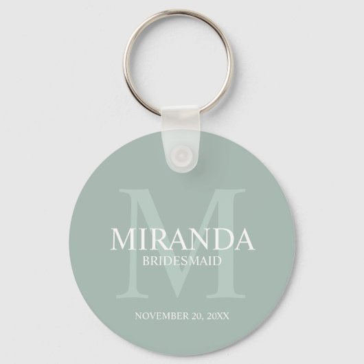 Gepersonaliseerde bridesmaïd's monogram en naam sleutelhanger (Voorkant)