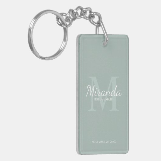Gepersonaliseerde bridesmaïd's monogram en naam sleutelhanger (Voorkant Links)