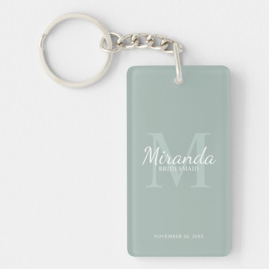 Gepersonaliseerde bridesmaïd's monogram en naam sleutelhanger (Voorkant)