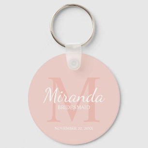 Gepersonaliseerde bridesmaïd's monogram en naam sleutelhanger