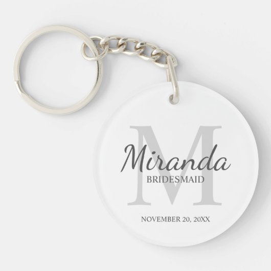 Gepersonaliseerde bridesmaïd's monogram en naam sleutelhanger (Voorkant)