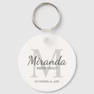 Gepersonaliseerde bridesmaïd's monogram en naam sleutelhanger