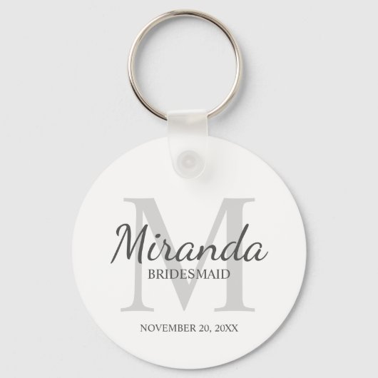 Gepersonaliseerde bridesmaïd's monogram en naam sleutelhanger (Voorkant)